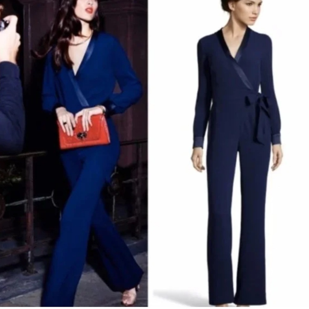 DVF- silk satin wrap jumpsuit -Margot holiday jumpsuit